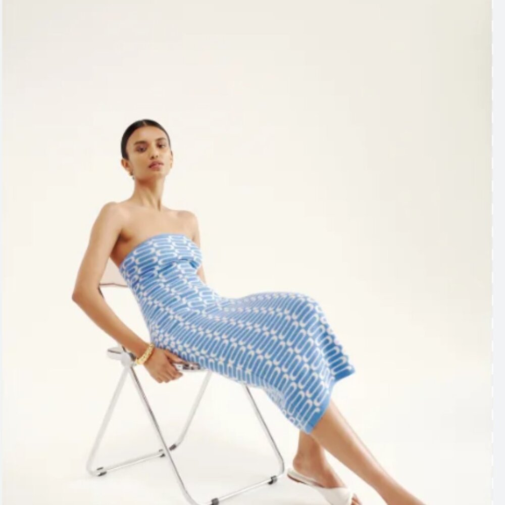 Reformation Cianna Strapless Sweater Dress Poolside